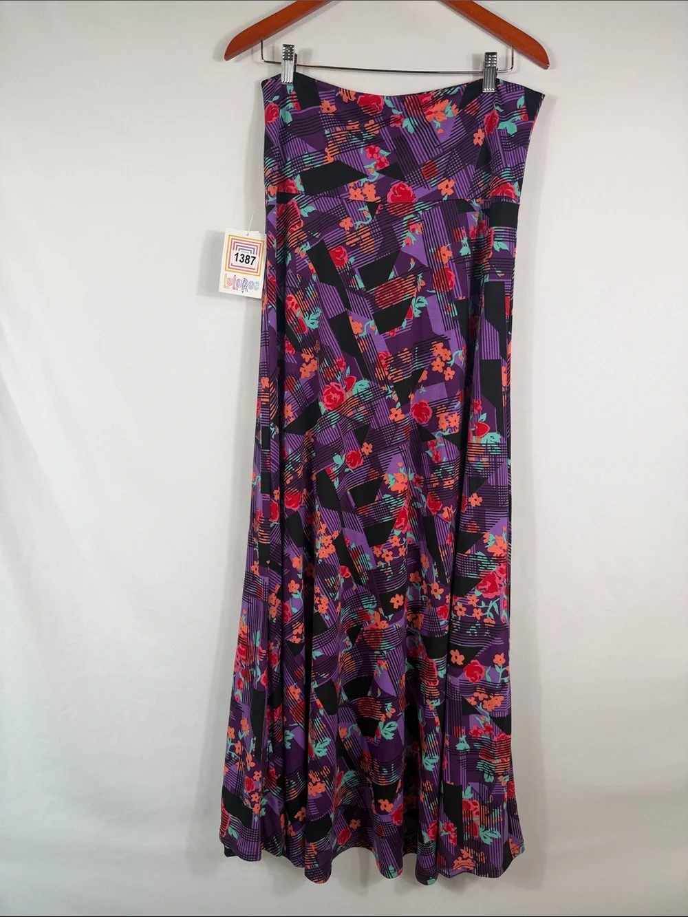 LuLaRoe Purple Floral Maxi with Orange & Teal Accents. NWT. Womens Size L - Picture 6 of 7